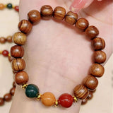 Buddhist Beads Bracelet Couples Elastic Bracelets Antique Wooden Jewelry