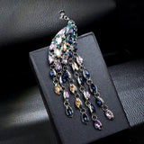Peacock Rhinestone Brooch Winter Pin Wedding Accessory