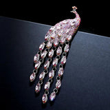 Peacock Rhinestone Brooch Winter Pin Wedding Accessory