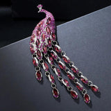 Peacock Rhinestone Brooch Winter Pin Wedding Accessory