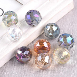 5pcs 20mm Colorful Plated Faceted Crystal Glass Beads for Jewelry Making