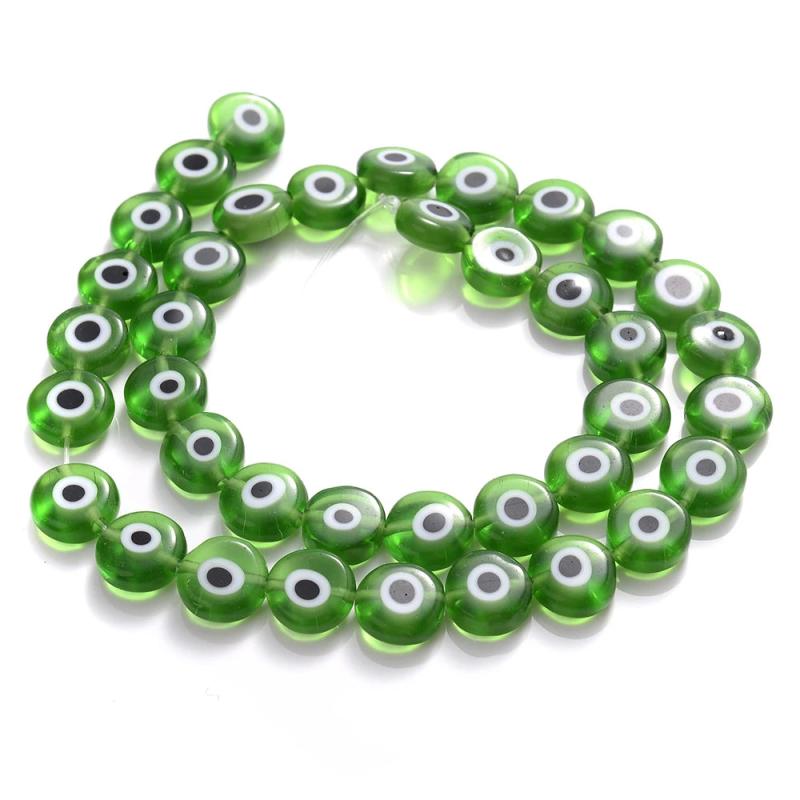 6 8 10mm Evil Eyes Glass Beads Flat Round Spacer Beads Jewelry Making DIY