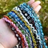 6 8 10mm Evil Eyes Glass Beads Flat Round Spacer Beads Jewelry Making DIY