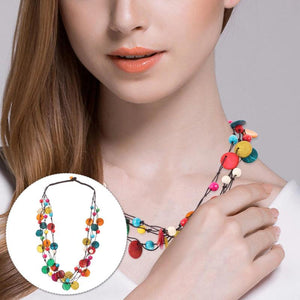 Bohemian Shell Wood Bead Necklace Ethnic Jewelry Long Necklace
