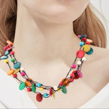 Bohemian Shell Wood Bead Necklace Ethnic Jewelry Long Necklace