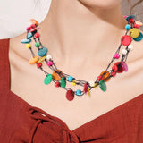 Bohemian Shell Wood Bead Necklace Ethnic Jewelry Long Necklace