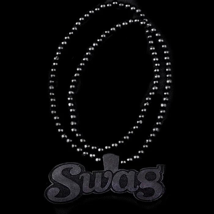 Hip Hop Wood Swag Necklace Wooden Beads Maxi Letters Pendant Boyfriend Gift