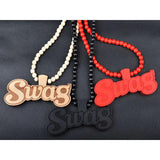 Hip Hop Wood Swag Necklace Wooden Beads Maxi Letters Pendant Boyfriend Gift
