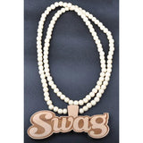 Hip Hop Wood Swag Necklace Wooden Beads Maxi Letters Pendant Boyfriend Gift