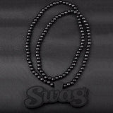 Hip Hop Wood Swag Necklace Wooden Beads Maxi Letters Pendant Boyfriend Gift