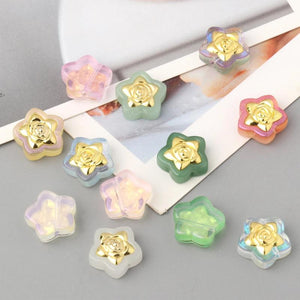 Czech Lampwork Glass Crystal Rose Flower Beads for DIY Jewelry Making 5pcs