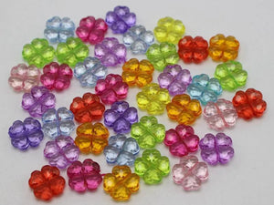 100 Mixed Colour Acrylic Four Leaf Clover Charm Beads 11mm