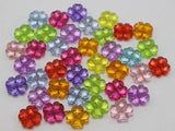 100 Mixed Colour Acrylic Four Leaf Clover Charm Beads 11mm