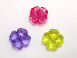 100 Mixed Colour Acrylic Four Leaf Clover Charm Beads 11mm