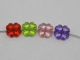 100 Mixed Colour Acrylic Four Leaf Clover Charm Beads 11mm