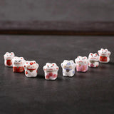 10pcs Colorful Porcelain Lucky Cat Ceramic Beads for Jewelry Making
