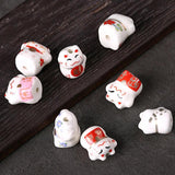 10pcs Colorful Porcelain Lucky Cat Ceramic Beads for Jewelry Making