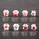 10pcs Colorful Porcelain Lucky Cat Ceramic Beads for Jewelry Making