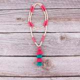 Polymer Clay Beads Wood Beads Chains BOHO Silk Tassel Pendant Necklaces