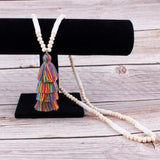 Polymer Clay Beads Wood Beads Chains BOHO Silk Tassel Pendant Necklaces