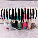 Polymer Clay Beads Wood Beads Chains BOHO Silk Tassel Pendant Necklaces