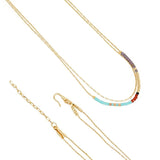 Go2boho Rainbow Bead Necklace - Double Layer Fine Rice Bead Necklace