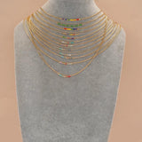 Go2boho Rainbow Bead Necklace - Double Layer Fine Rice Bead Necklace
