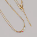 Go2boho Rainbow Bead Necklace - Double Layer Fine Rice Bead Necklace