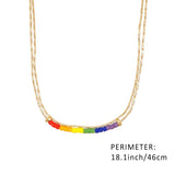Go2boho Rainbow Bead Necklace - Double Layer Fine Rice Bead Necklace