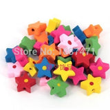 100pcs 15mm Star Wooden Beads Mixed DIY Jewelry Supplies