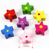 100pcs 15mm Star Wooden Beads Mixed DIY Jewelry Supplies