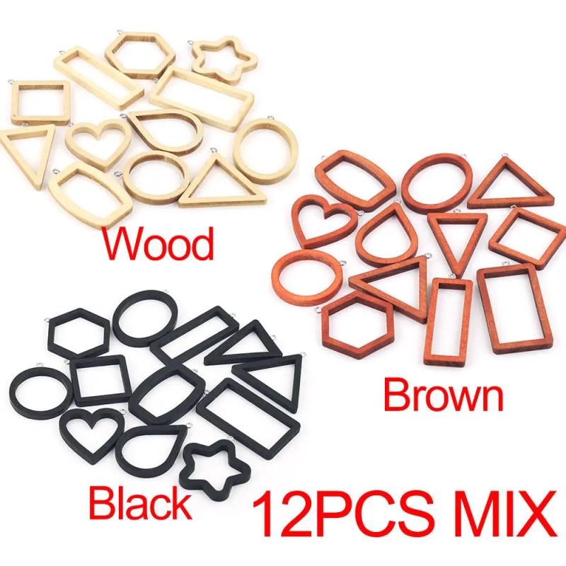 10pcs Star Moon Wood Earrings Charms Bezel Frame Resin Tray DIY Jewelry Making