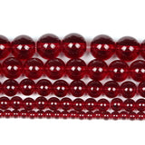 Smooth Garnet Red Glass Beads Charm Round Loose Beads for Jewelry Making DIY