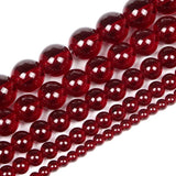 Smooth Garnet Red Glass Beads Charm Round Loose Beads for Jewelry Making DIY