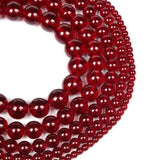 Smooth Garnet Red Glass Beads Charm Round Loose Beads for Jewelry Making DIY