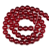Smooth Garnet Red Glass Beads Charm Round Loose Beads for Jewelry Making DIY