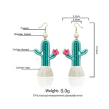 BOHO Cactus Tassel Earrings Wooden Bead Weave Earrings