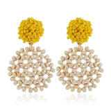 Bohemian Resin Beaded Flower Earrings Tassel Charm Jewelry