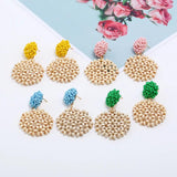 Bohemian Resin Beaded Flower Earrings Tassel Charm Jewelry