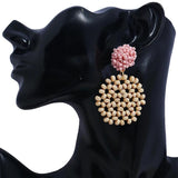 Bohemian Resin Beaded Flower Earrings Tassel Charm Jewelry