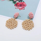 Bohemian Resin Beaded Flower Earrings Tassel Charm Jewelry