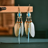 Bohemian Vintage Feather Tassel Earrings