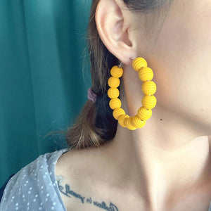 Hot Colour Circle Wooden Bead Earrings for Women