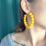Hot Colour Circle Wooden Bead Earrings for Women