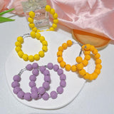 Hot Colour Circle Wooden Bead Earrings for Women