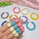 Hot Colour Circle Wooden Bead Earrings for Women