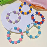 Hot Colour Circle Wooden Bead Earrings for Women
