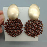 Ethnic Wood Beads Drop Earrings Bohemia Charm Dangle Earrings