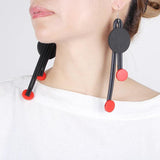 Red Wooden Beads Drop Earrings for Night Wear