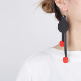 Red Wooden Beads Drop Earrings for Night Wear